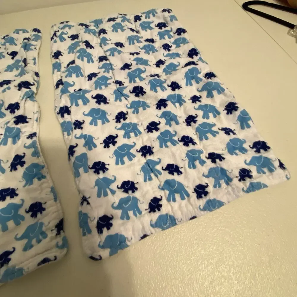 Lot Of 2 Baby Burps Clothes Soft Muslin Cotton Elephants Animal Print
